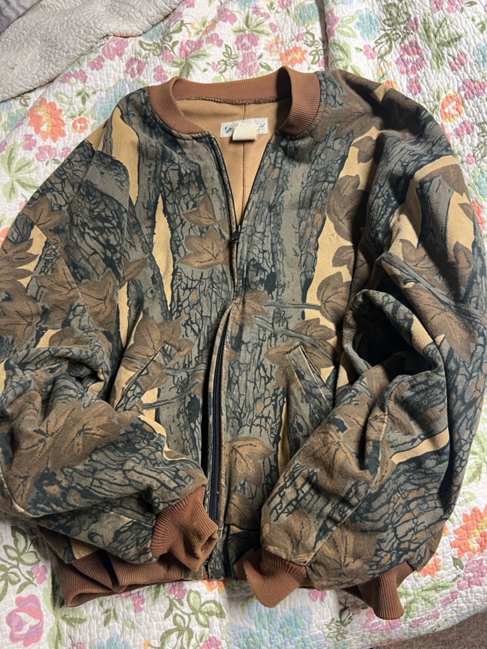 Gander Mountain Camouflage Tree Bark Bomber Jacket - Brown & Olive